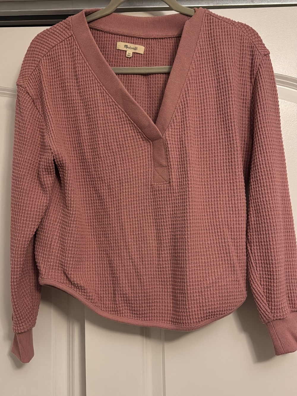 Madewell Dusty Rose Waffle V-Neck Top